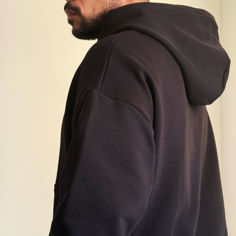 Winter cotton drop shoulder hoodie