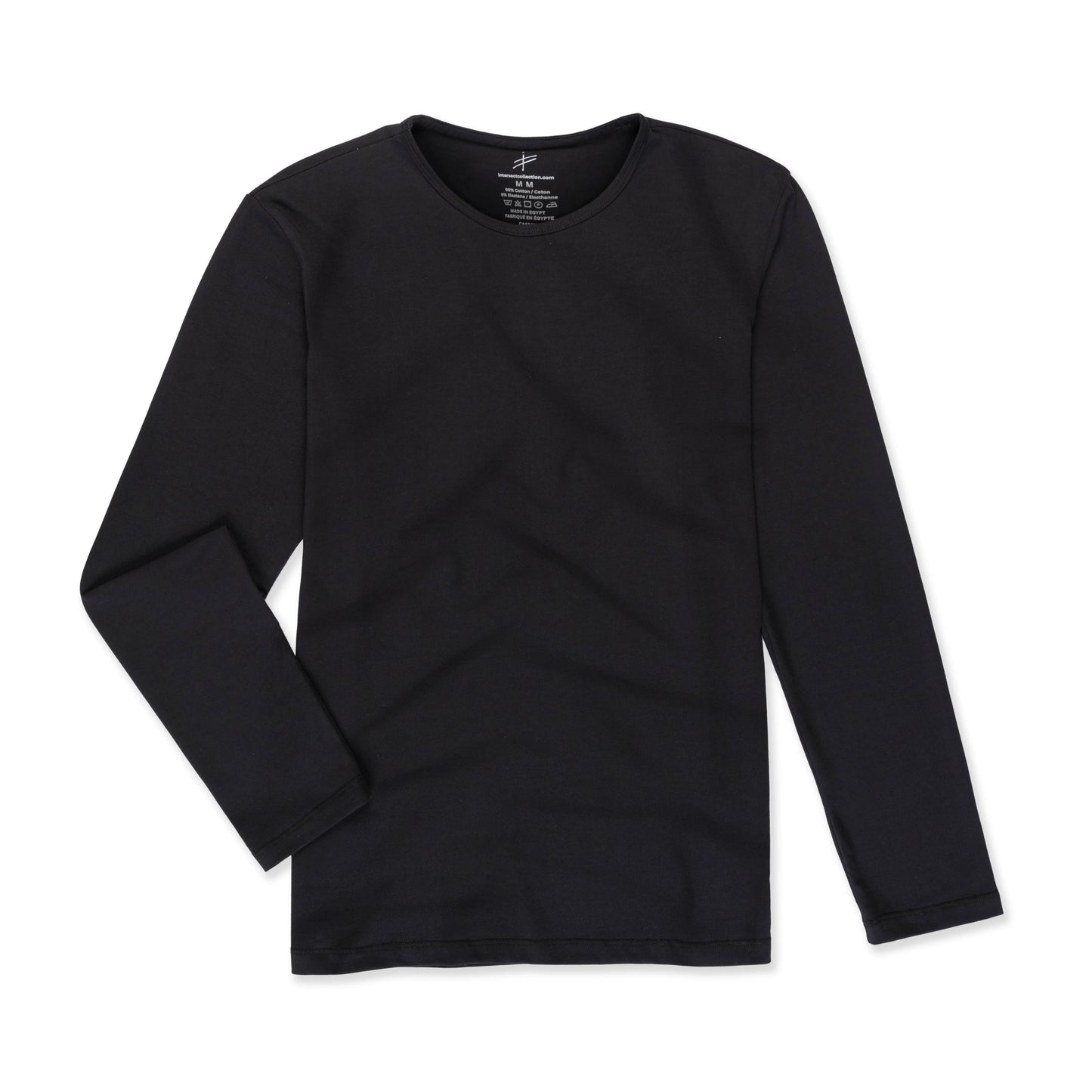 Giza cotton long sleeve crew neck