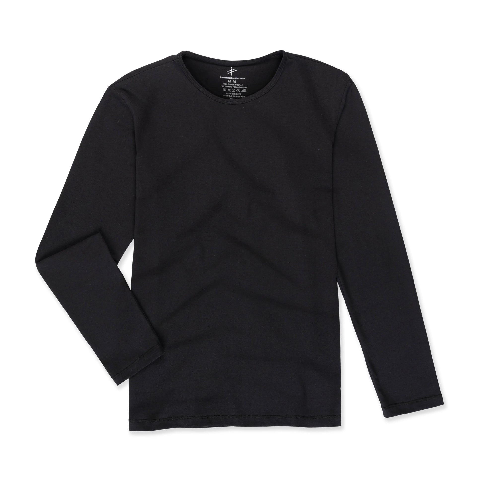 Giza cotton long sleeve crew neck