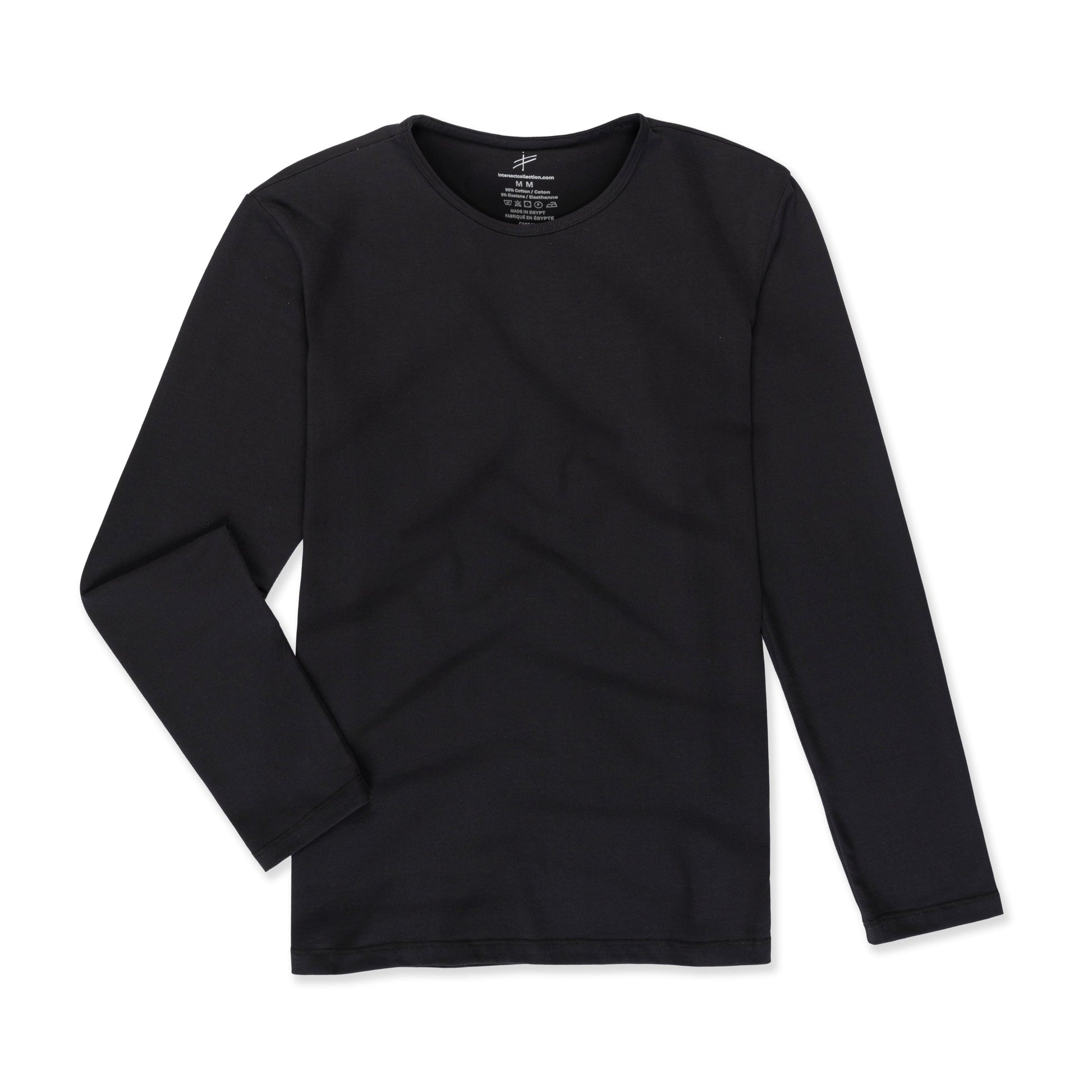 Giza cotton long sleeve crew neck