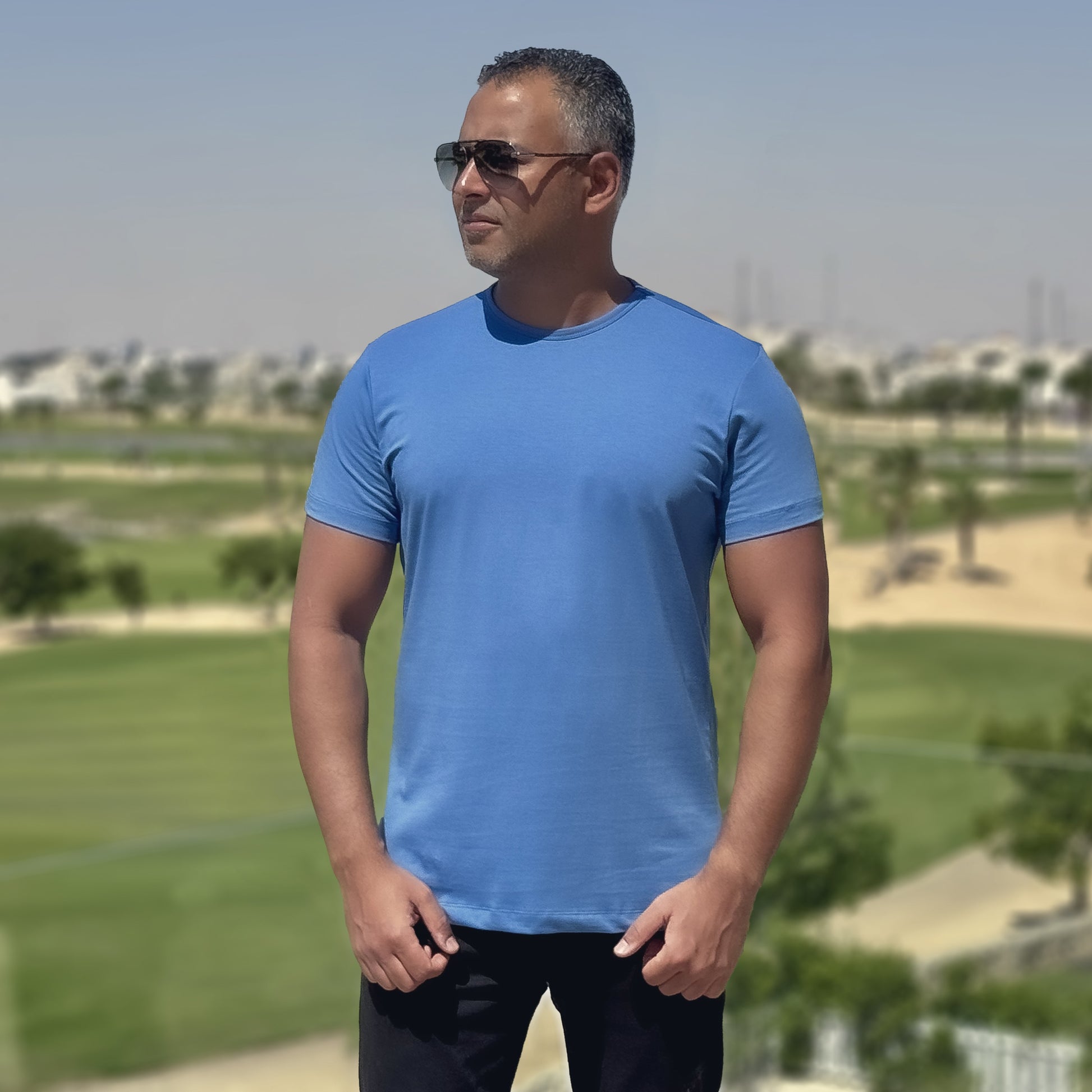 Blue crew necks - Egyptian cotton
