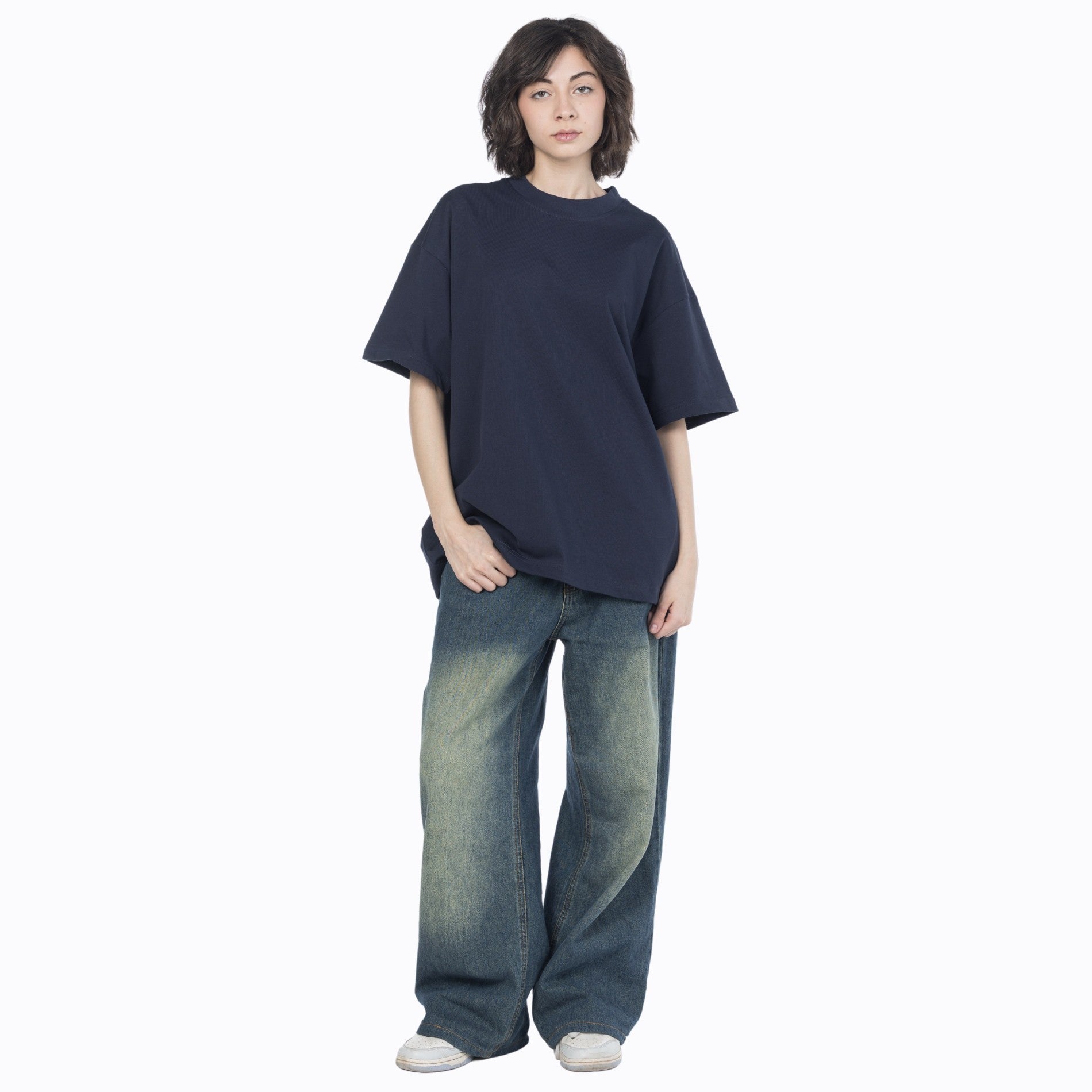 women oversized crew neck shirt