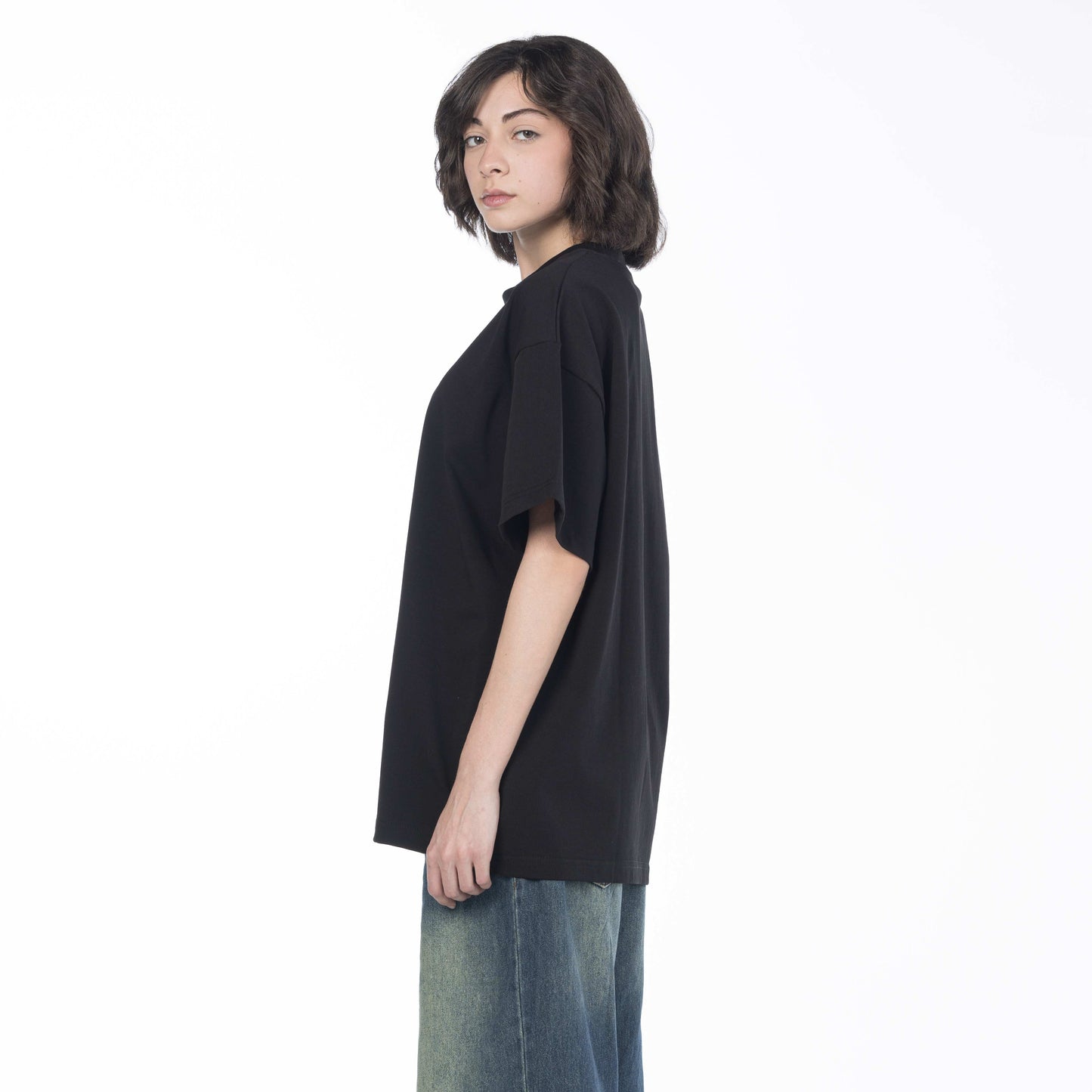 women drop shoulder crew neck shirt